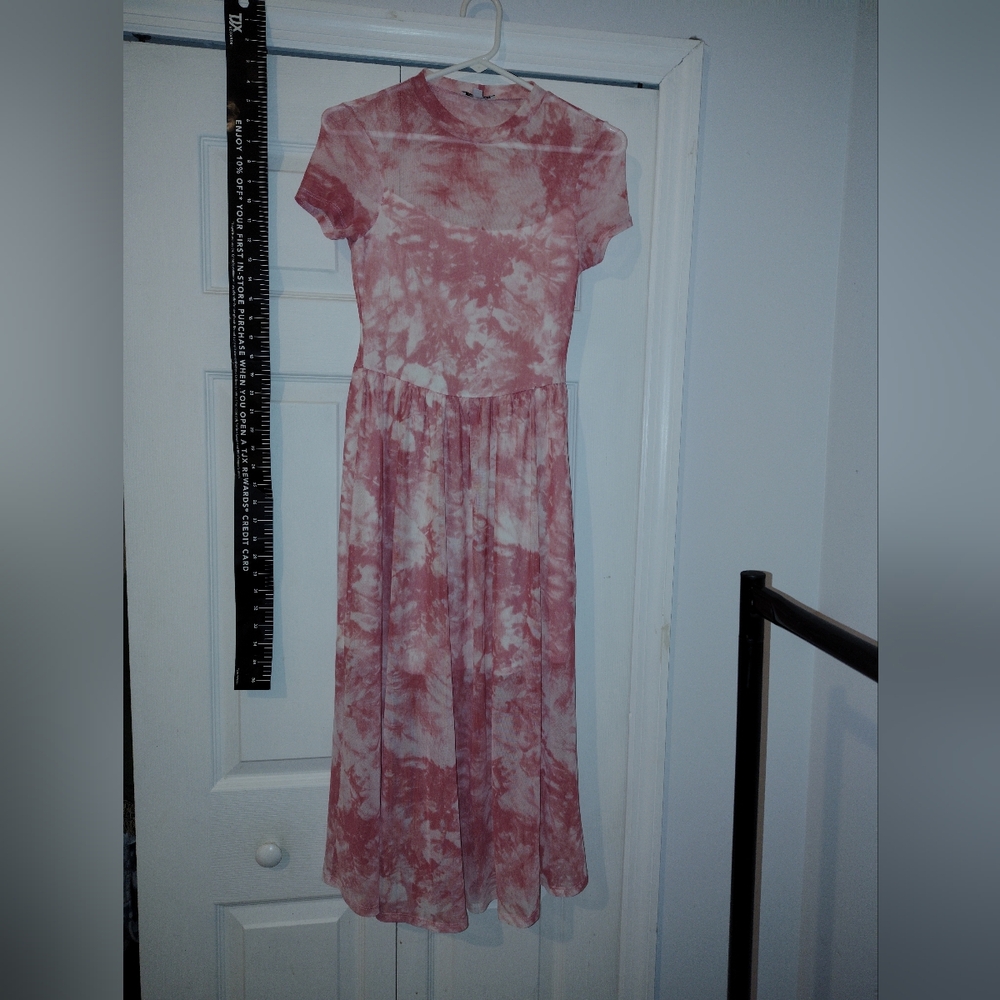 Pink Tie-Dye Short Sleeve Dress Maxi Small Full Length New 🆕 - Picture 4 of 11